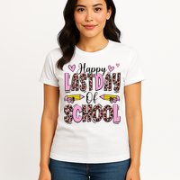 Hello Summer Happy Last Day Of School Leopard Womens T-Shirt