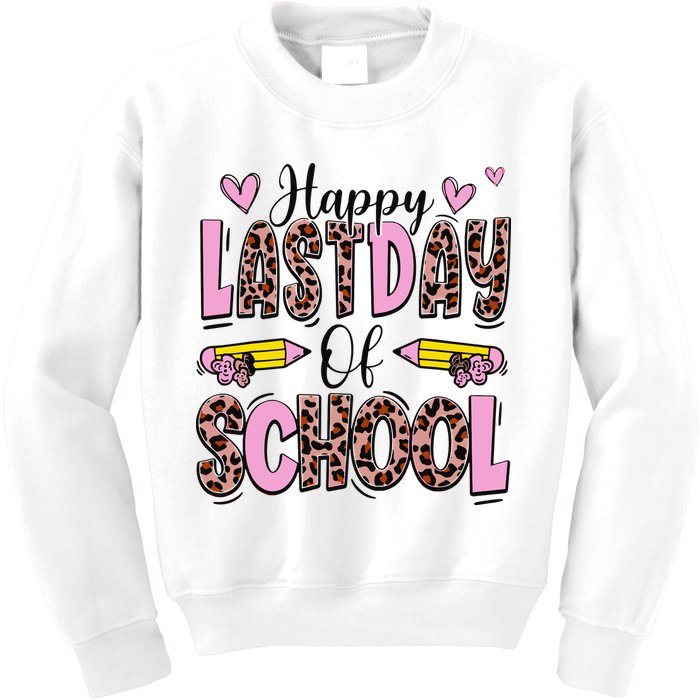 Hello Summer Happy Last Day Of School Leopard Kids Sweatshirt