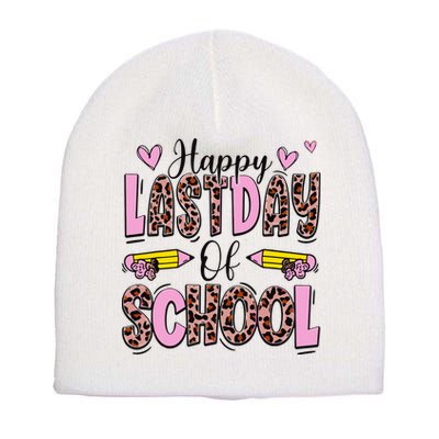 Hello Summer Happy Last Day Of School Leopard Short Acrylic Beanie