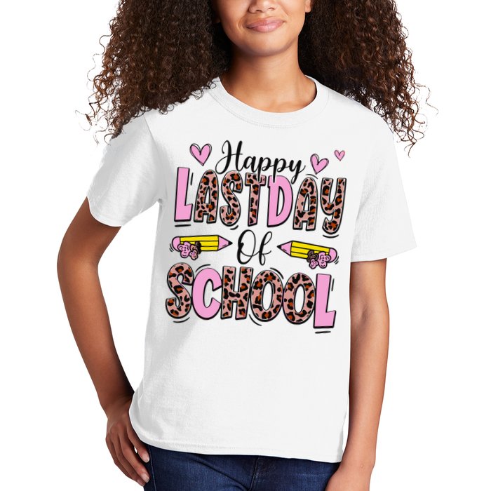 Hello Summer Happy Last Day Of School Leopard Kids T-Shirt