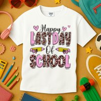 Hello Summer Happy Last Day Of School Leopard Kids T-Shirt