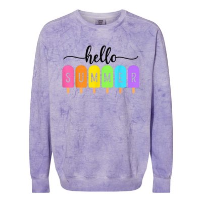 Hello Summer Ice Cream Family Vacation Popsicle Ice Beach Colorblast Crewneck Sweatshirt