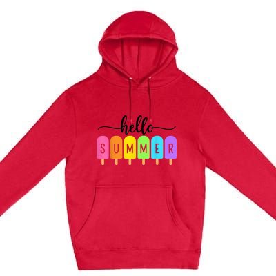 Hello Summer Ice Cream Family Vacation Popsicle Ice Beach Premium Pullover Hoodie