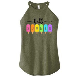 Hello Summer Ice Cream Family Vacation Popsicle Ice Beach Women's Perfect Tri Rocker Tank