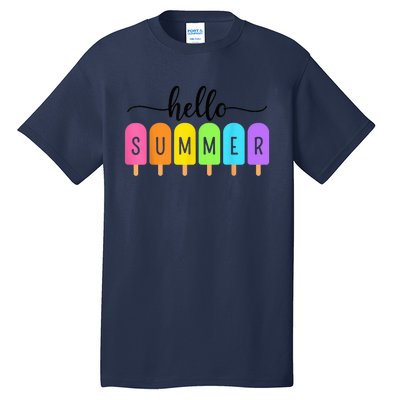 Hello Summer Ice Cream Family Vacation Popsicle Ice Beach Tall T-Shirt