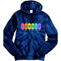 Hello Summer Ice Cream Family Vacation Popsicle Ice Beach Tie Dye Hoodie