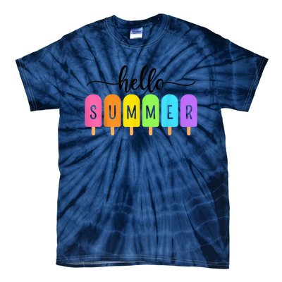 Hello Summer Ice Cream Family Vacation Popsicle Ice Beach Tie-Dye T-Shirt