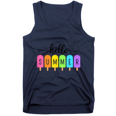 Hello Summer Ice Cream Family Vacation Popsicle Ice Beach Tank Top