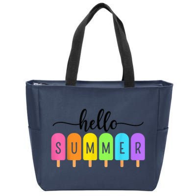 Hello Summer Ice Cream Family Vacation Popsicle Ice Beach Zip Tote Bag