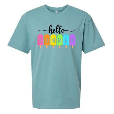 Hello Summer Ice Cream Family Vacation Popsicle Ice Beach Sueded Cloud Jersey T-Shirt