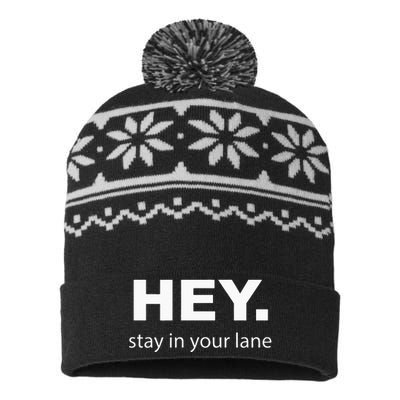 Hey Stay In Your Lane Funny Annoying Drivers Road Rage USA-Made Snowflake Beanie