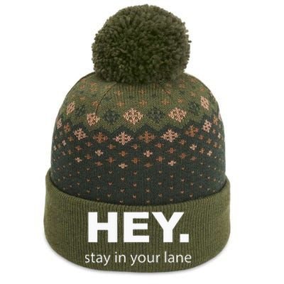 Hey Stay In Your Lane Funny Annoying Drivers Road Rage The Baniff Cuffed Pom Beanie