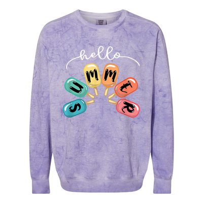 Hello Summer Ice Cream Popsicle Lovers Summer Colorblast Crewneck Sweatshirt