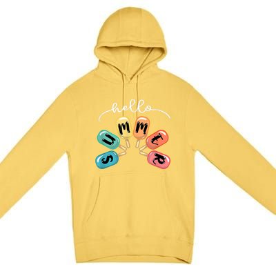 Hello Summer Ice Cream Popsicle Lovers Summer Premium Pullover Hoodie