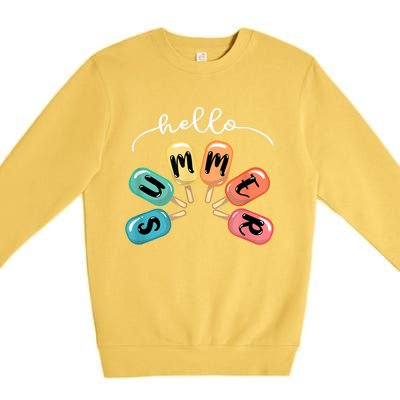 Hello Summer Ice Cream Popsicle Lovers Summer Premium Crewneck Sweatshirt