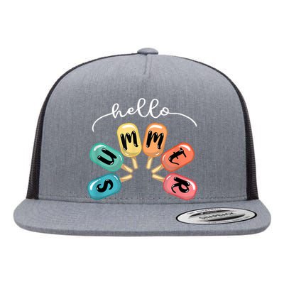 Hello Summer Ice Cream Popsicle Lovers Summer Flat Bill Trucker Hat