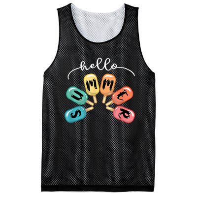 Hello Summer Ice Cream Popsicle Lovers Summer Mesh Reversible Basketball Jersey Tank