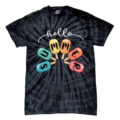 Hello Summer Ice Cream Popsicle Lovers Summer Tie-Dye T-Shirt