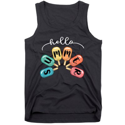 Hello Summer Ice Cream Popsicle Lovers Summer Tank Top