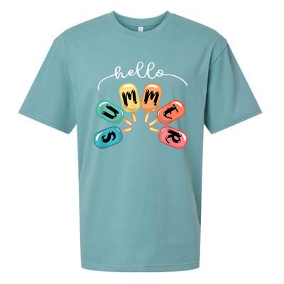 Hello Summer Ice Cream Popsicle Lovers Summer Sueded Cloud Jersey T-Shirt