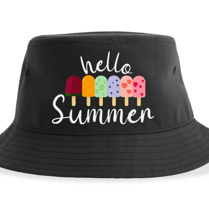 Hello Summer Ice Cream Popsicle Dessert Lover Sustainable Bucket Hat