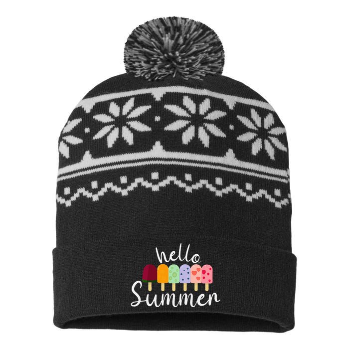 Hello Summer Ice Cream Popsicle Dessert Lover USA-Made Snowflake Beanie