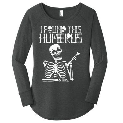 Halloween Skeleton I Found Humerus Funny Costume Matching Women's Perfect Tri Tunic Long Sleeve Shirt