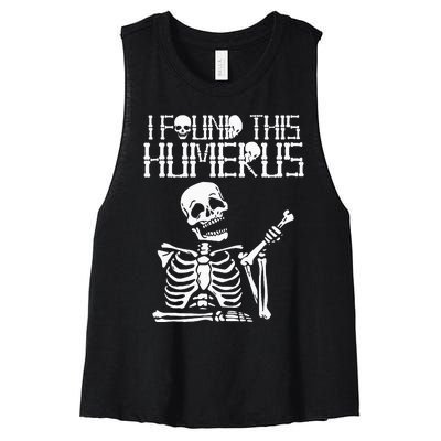 Halloween Skeleton I Found Humerus Funny Costume Matching Women's Racerback Cropped Tank