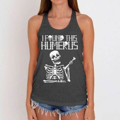 Halloween Skeleton I Found Humerus Funny Costume Matching Women's Knotted Racerback Tank