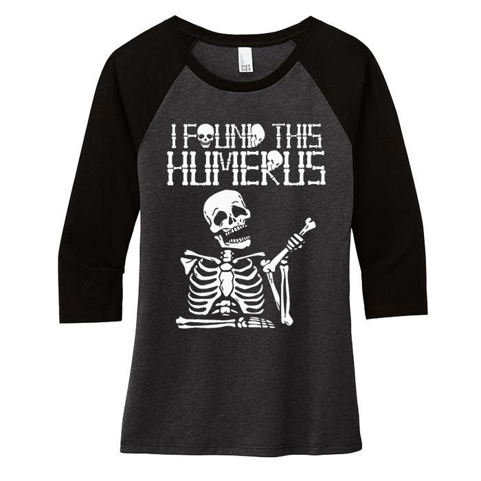 Halloween Skeleton I Found Humerus Funny Costume Matching Women's Tri-Blend 3/4-Sleeve Raglan Shirt