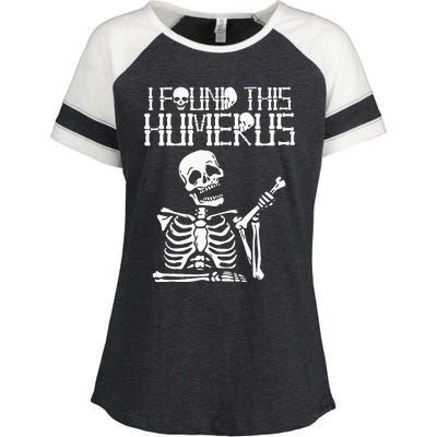 Halloween Skeleton I Found Humerus Funny Costume Matching Enza Ladies Jersey Colorblock Tee