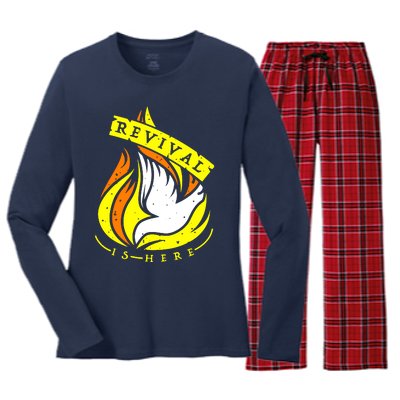 Holy Spirit Is Fire Of Revival Is Here Christian Women's Long Sleeve Flannel Pajama Set 