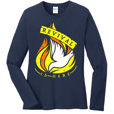 Holy Spirit Is Fire Of Revival Is Here Christian Ladies Long Sleeve Shirt