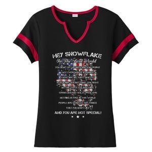 Hey Snowflake In The Real World Veteran Military Ladies Halftime Notch Neck Tee