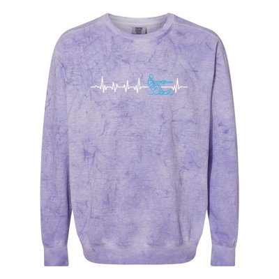 Heartbeat Ski Instructor Skiing Winter Sports Gift Skier Colorblast Crewneck Sweatshirt