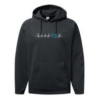 Heartbeat Ski Instructor Skiing Winter Sports Gift Skier Performance Fleece Hoodie