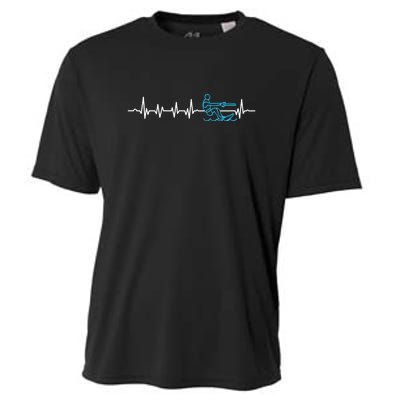 Heartbeat Ski Instructor Skiing Winter Sports Gift Skier Cooling Performance Crew T-Shirt