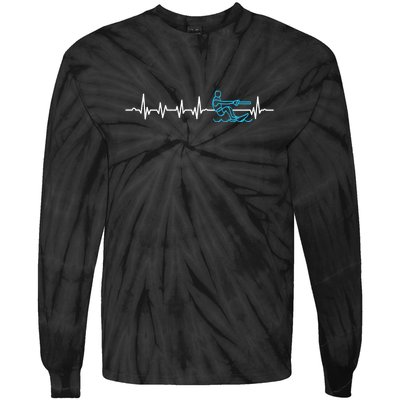 Heartbeat Ski Instructor Skiing Winter Sports Gift Skier Tie-Dye Long Sleeve Shirt