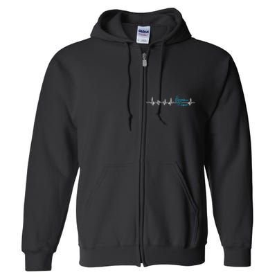 Heartbeat Ski Instructor Skiing Winter Sports Gift Skier Full Zip Hoodie