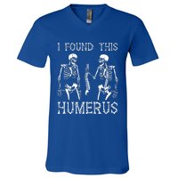 Halloween Skeleton I Found Humerus Funny Costume V-Neck T-Shirt