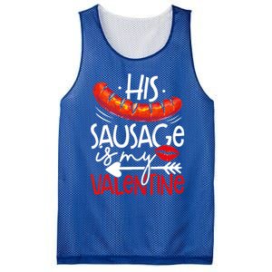 His Sausage Is My Valentine Adult Humor Gift Mesh Reversible Basketball Jersey Tank