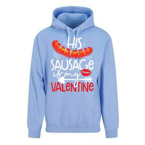 His Sausage Is My Valentine Adult Humor Gift Unisex Surf Hoodie