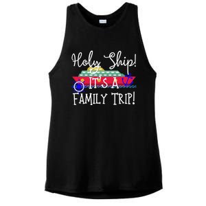 Holy Ship! It's A Family Trip Cute Gift Ladies PosiCharge Tri-Blend Wicking Tank