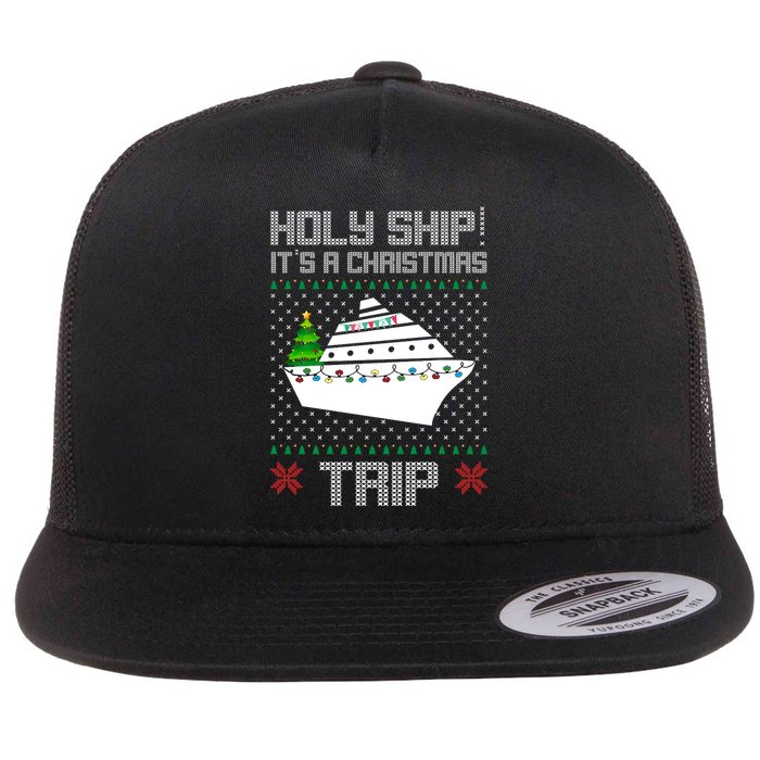 Holy Ship It's A Christmas Trip Family Vacation Cruise Flatbill Hat