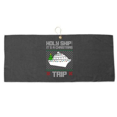 Holy Ship It's A Christmas Trip Family Vacation Cruise Large Microfiber Waffle Golf Towel