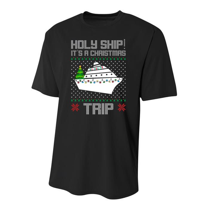 Holy Ship It's A Christmas Trip Family Vacation Cruise Youth Performance Sprint T-Shirt