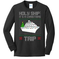 Holy Ship It's A Christmas Trip Family Vacation Cruise Kids Long Sleeve Shirt