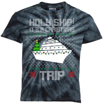 Holy Ship It's A Christmas Trip Family Vacation Cruise Kids Tie-Dye T-Shirt