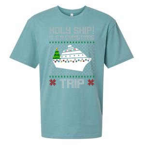 Holy Ship It's A Christmas Trip Family Vacation Cruise Sueded Cloud Jersey T-Shirt