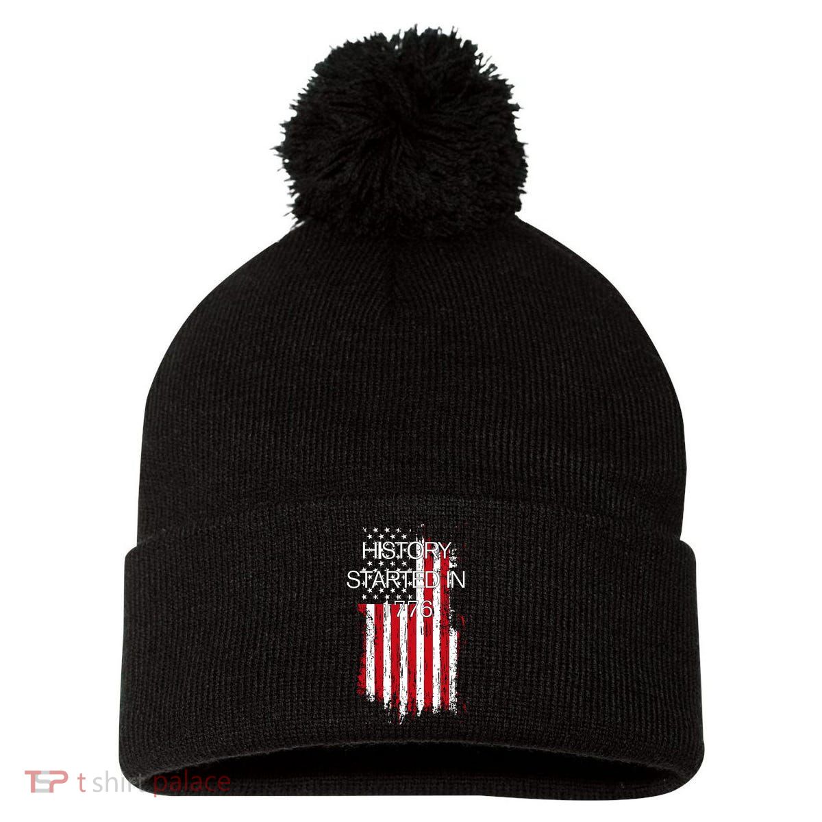 History Started In 1776 Pom Pom 12in Knit Beanie